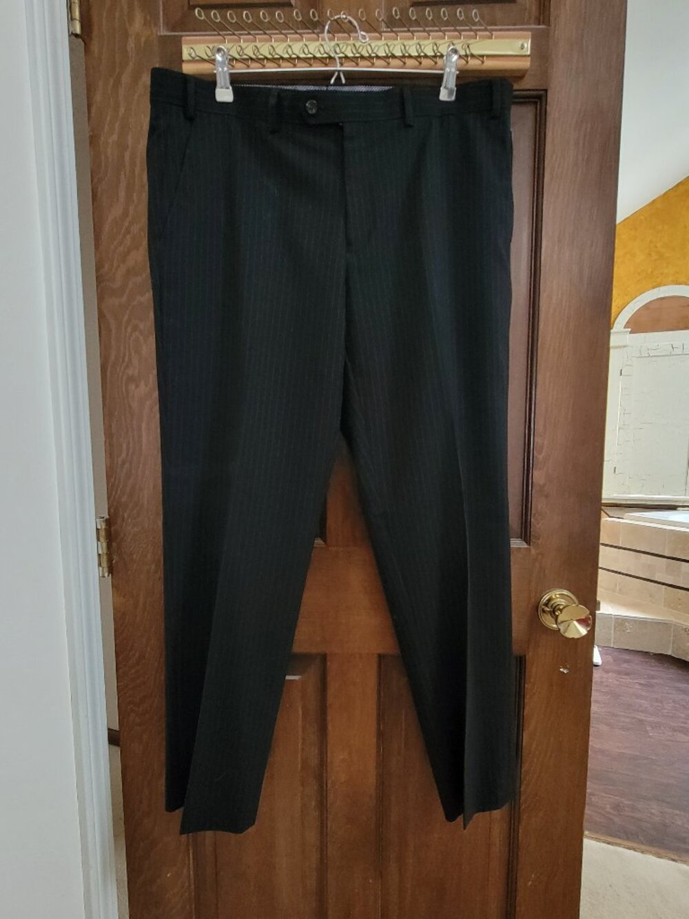 Chaps Dress Pants, Black Pinstriped Size 38x30